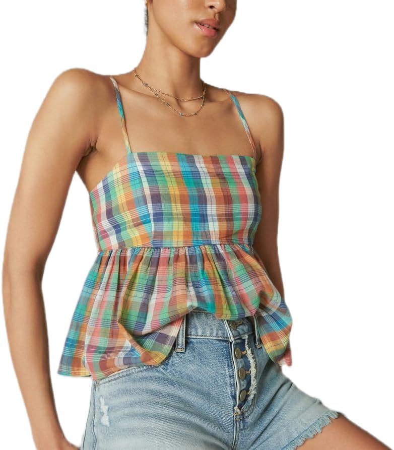 Women Y2k Plaid Tank Top Cute Gingham Tie Front Sleeveless Backless Peplum Camisole Summer Going Out Tops Streetwear - Image 2