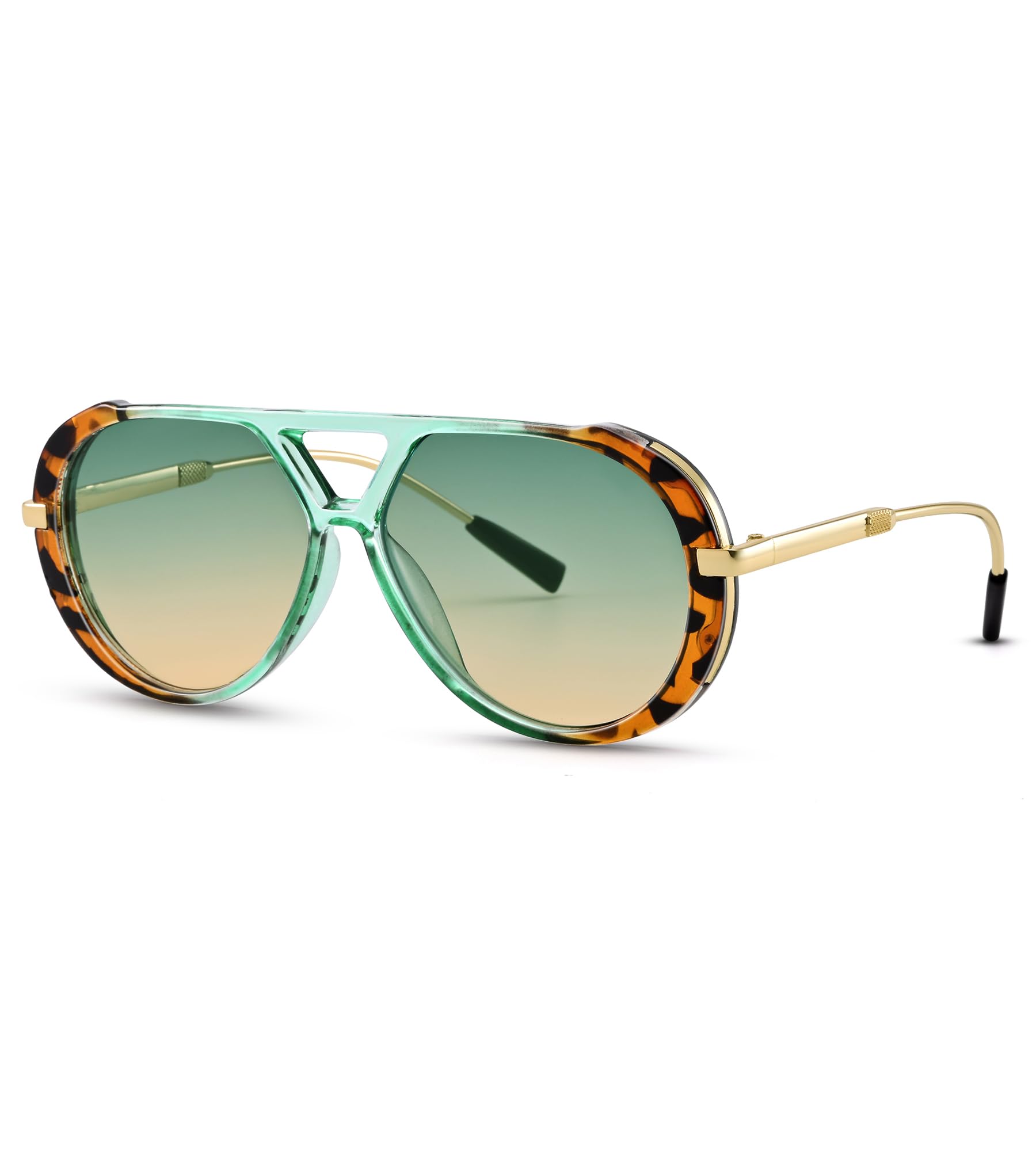 Retro Oversized Aviator Sunglasses for Women, Trendy Double Bridge