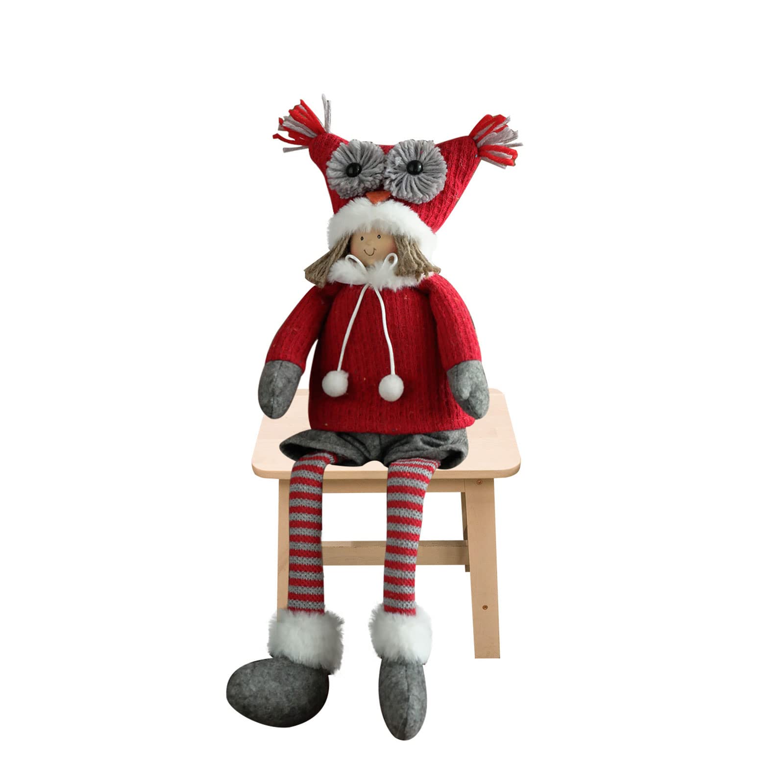 Chouette de Noël tricotée à longues pattes : ornement de style scandinave