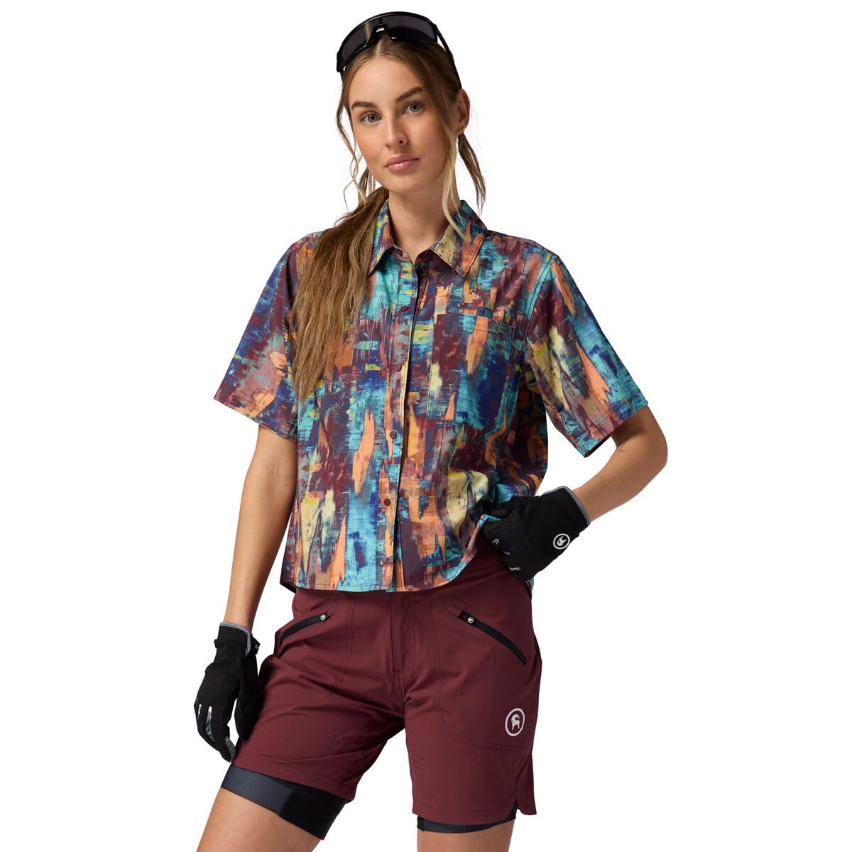 Backcountry Slickrock Short-Sleeve Button-Up Jersey - Women's, Red Mahogany Print, M