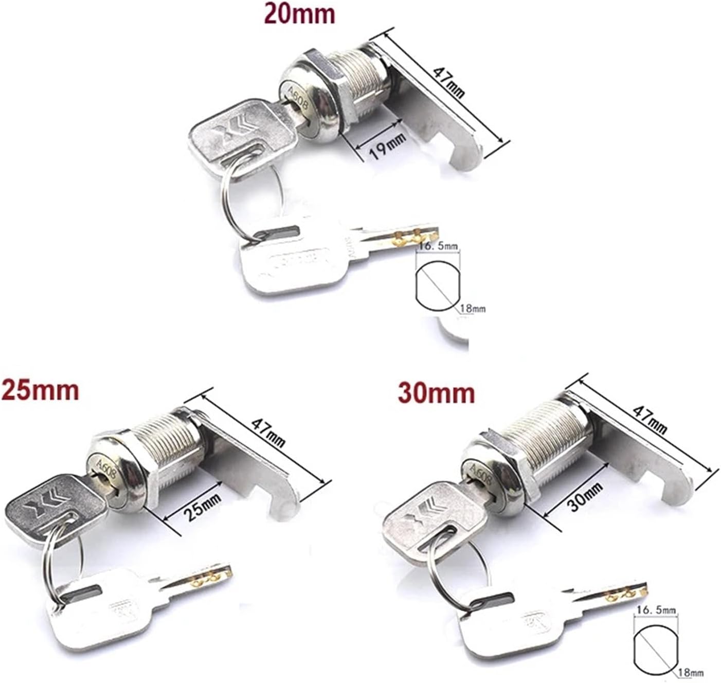 Cam Lock for Locker Office Drawer Hardware Security DIY MS486 I 1Pcs(Key Different 25mm)