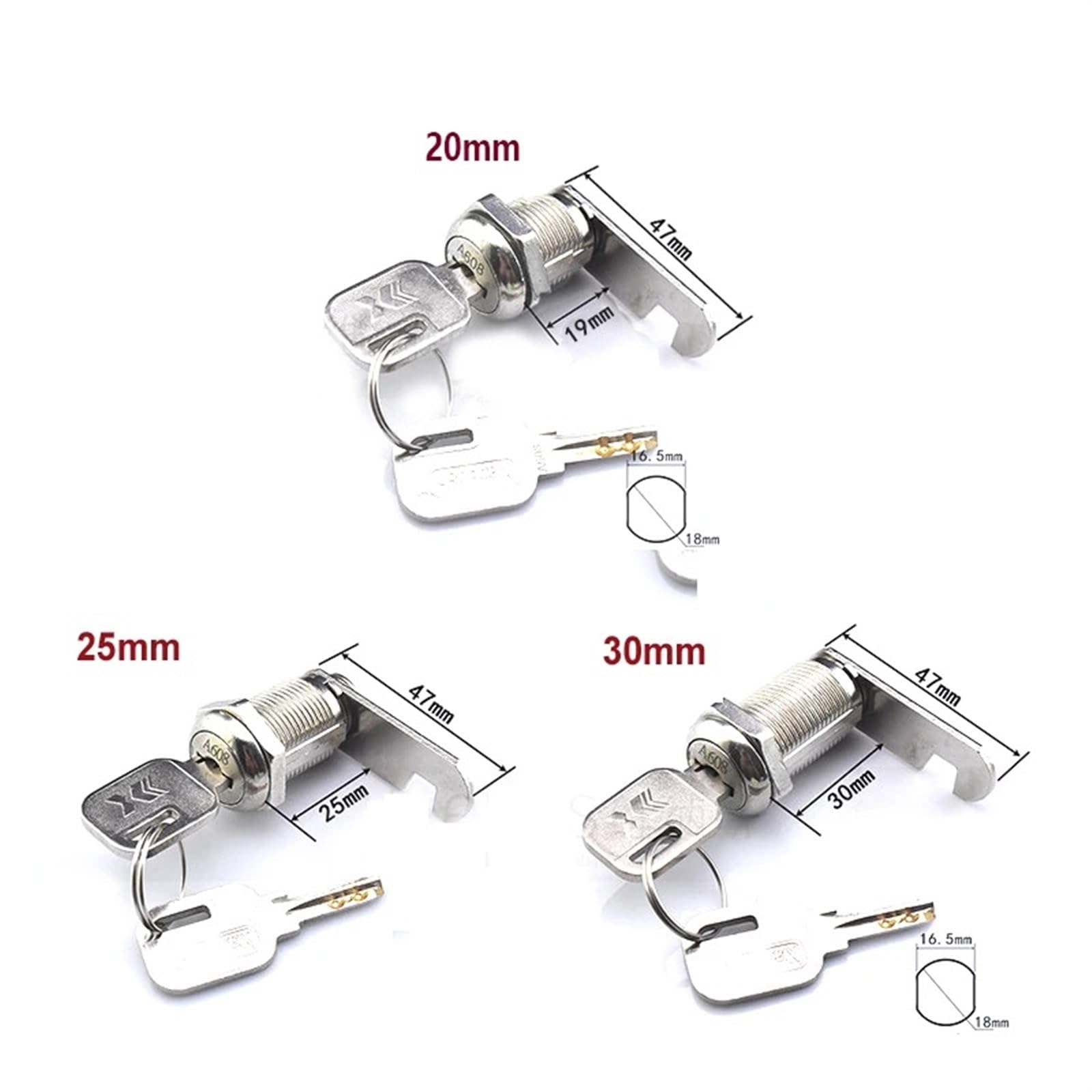 Cerradura de leva for herramientas o caja de efectivo, cajero automático, armario de gimnasio, puerta corredera, taquilla escolar, cajón de oficina, Hardware de seguridad DIY, 1 Uds.(Key Alike 20mm)
