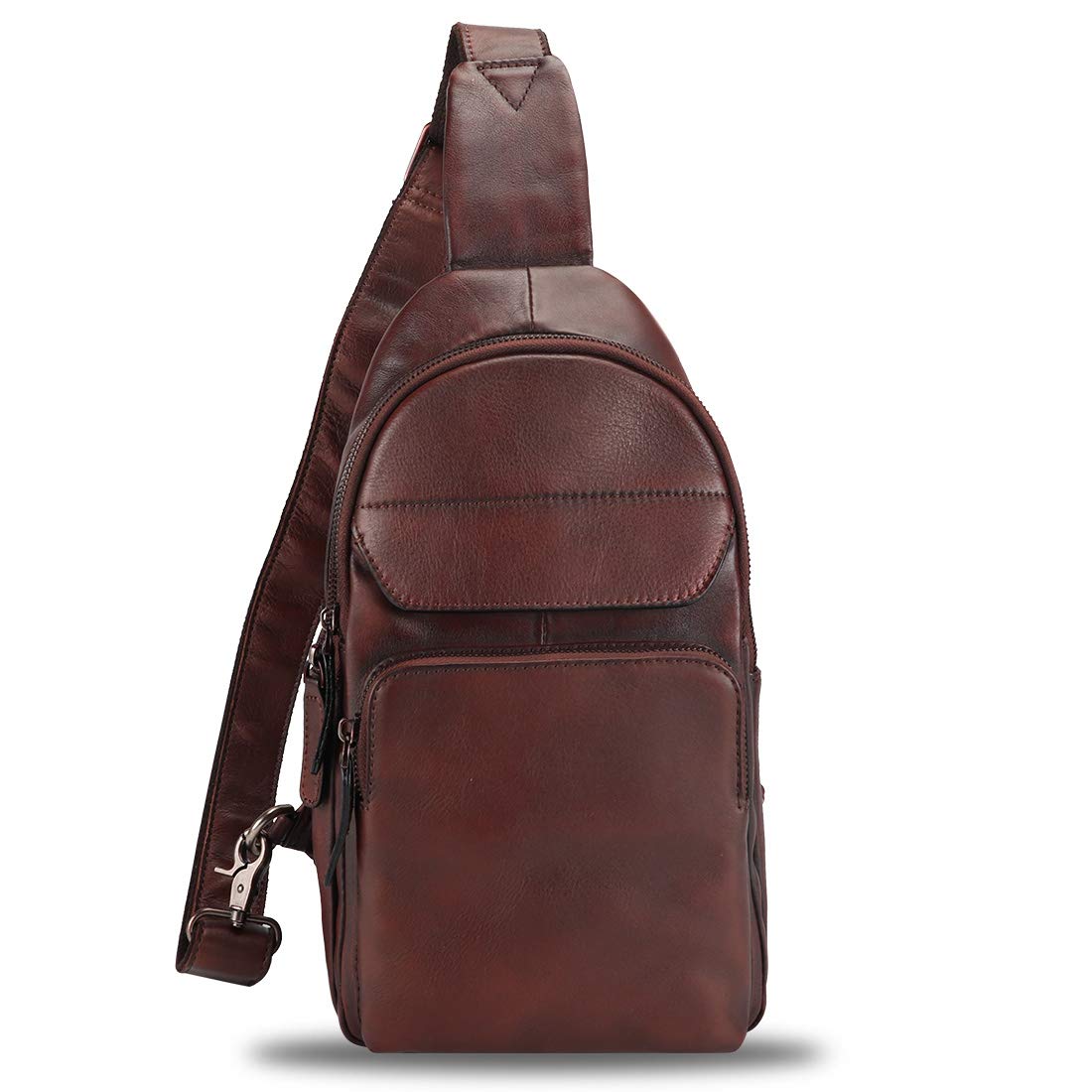 Genuine Leather Sling Bag for Man and Women Crossbody Purse Handmade Retro Shoulder Backpack Vintage Chest Bags (Coffee)