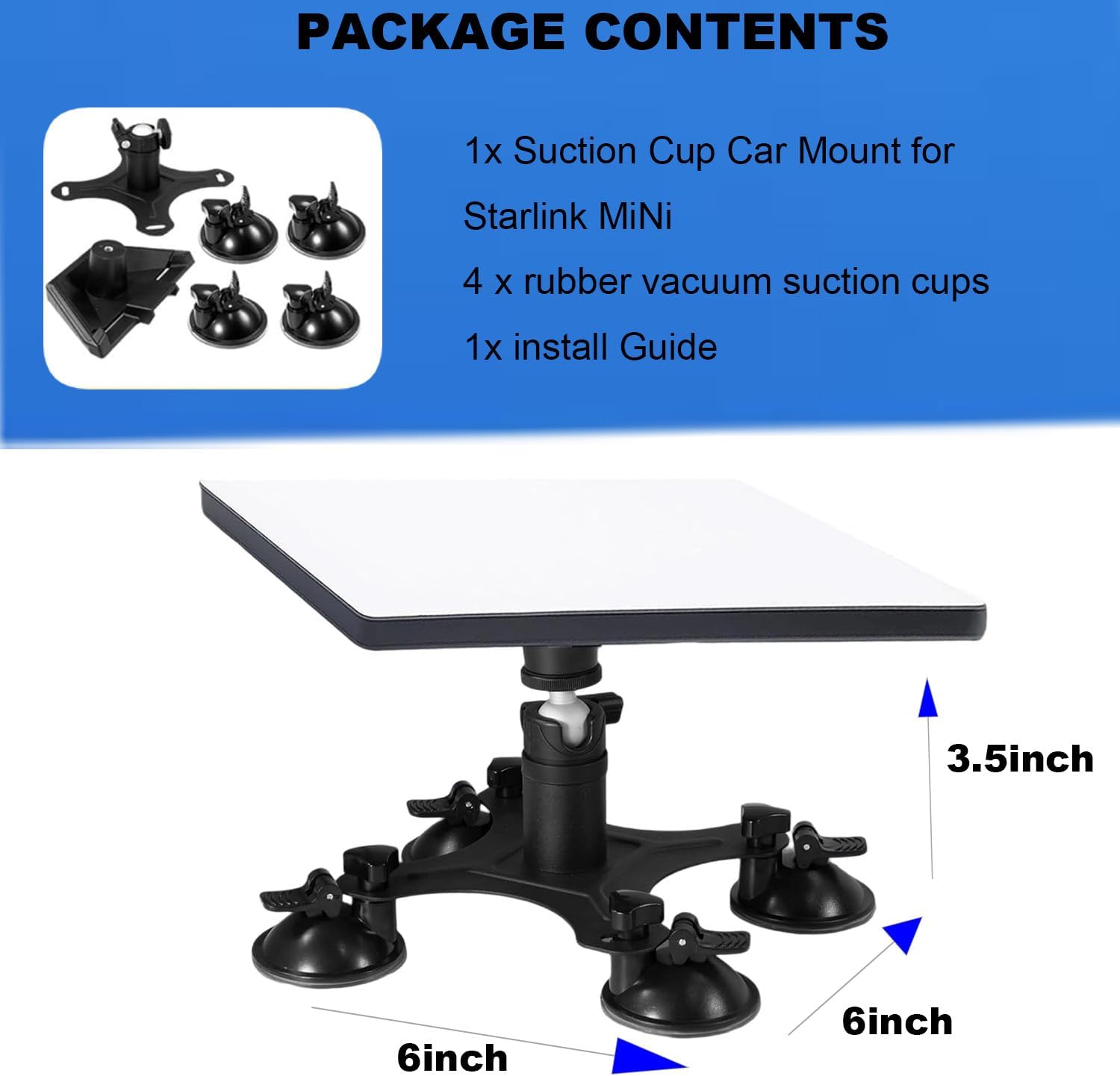 Starlink Mini Suction Mount, 360° Adjustable Starlink Mini Car Mount with Rubber Suction Cups, Window Dish for Car Roof/RV/Trucks/Boat (Black)