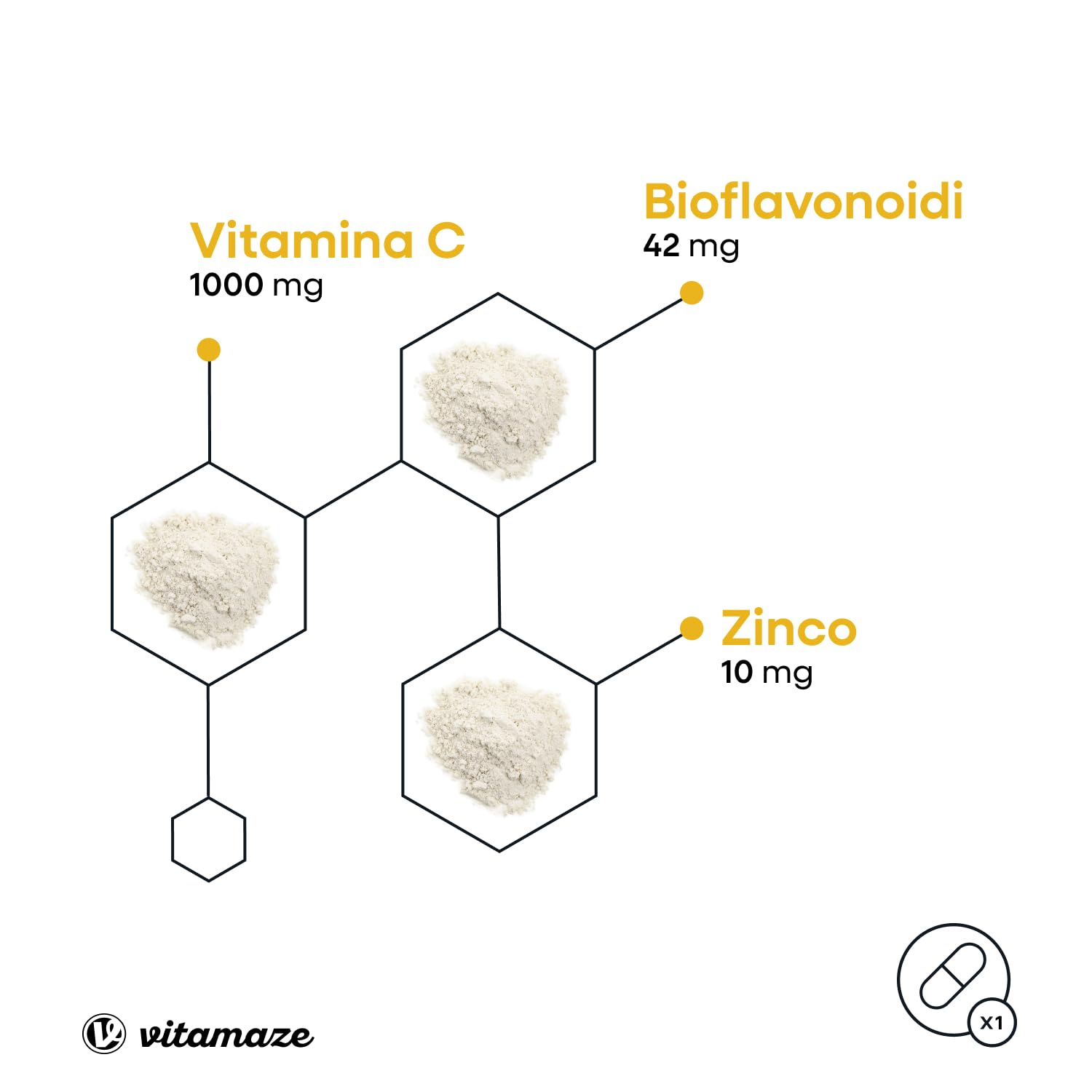 Vitamina C 1000mg (1 Anno) + Zinco + Bioflavonoidi, 360 Compresse, 1 Compresse per Giorno, Vegan Vitamina C Pura Dose Forte, Qualità Tedesca, Integratore Alimentare senza Additivi. Vitamaze®