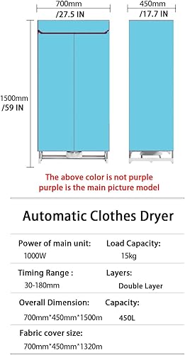 Miniatura 3 de Secadoras portátiles de 1000 W para lavandería, secadora de ropa portátil, mini secadora para ropa, secadora eléctrica para apartamentos, casas