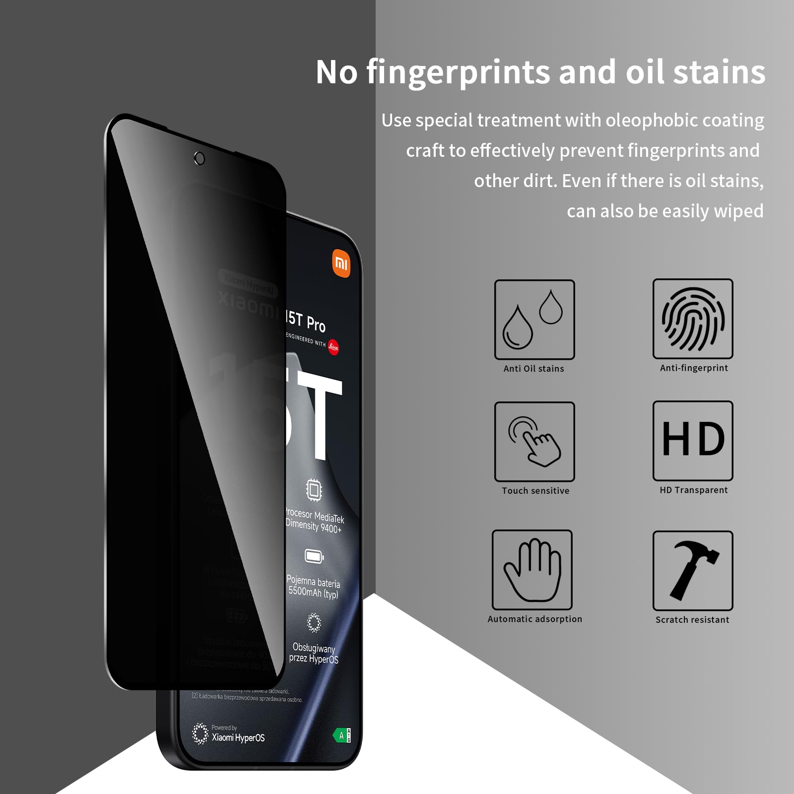 2 Verres Trempé Pour Xiaomi 15T / 15T Pro 5G - Film Noir Anti