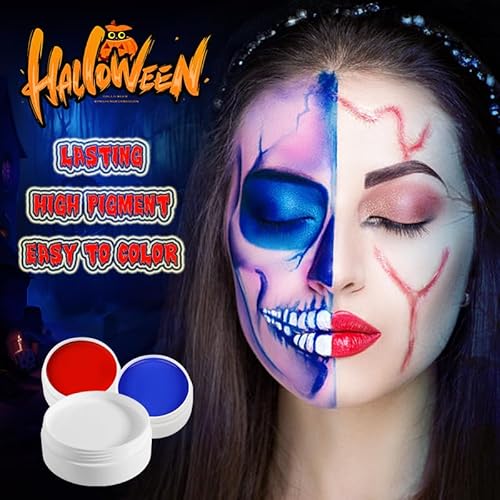 Tinta corporal azul para o rosto do Dia das Bruxas 200 g, Afflano Clown Joker Kit de pintura facial