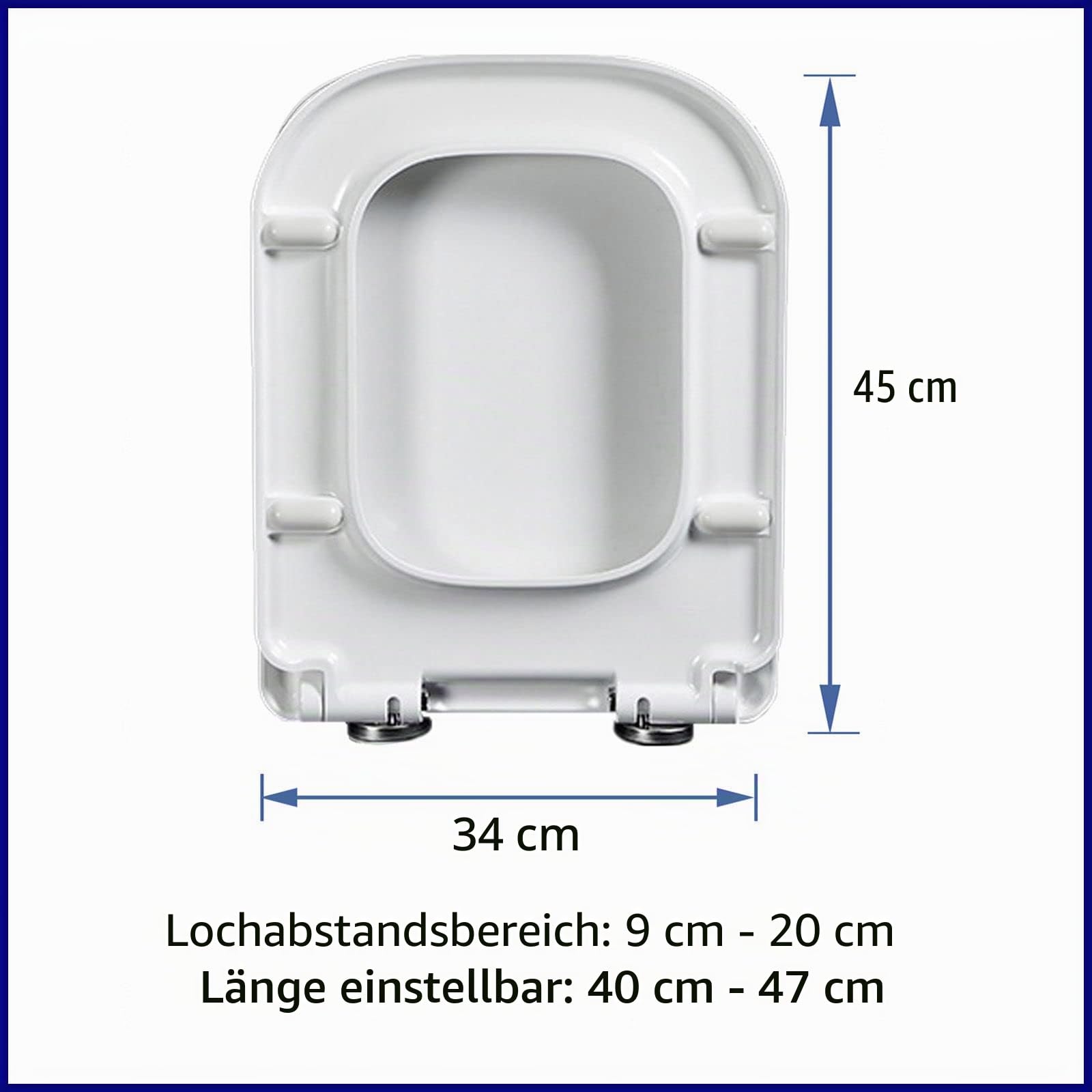 Klodeckel mit Absenkautomatik Softclose Wc Sitz Eckig Eckig Toilettensitz Absenkautomatik Quick Release klobrille Duroplast für Jede Toilette Geeignet ,white-34*45cm