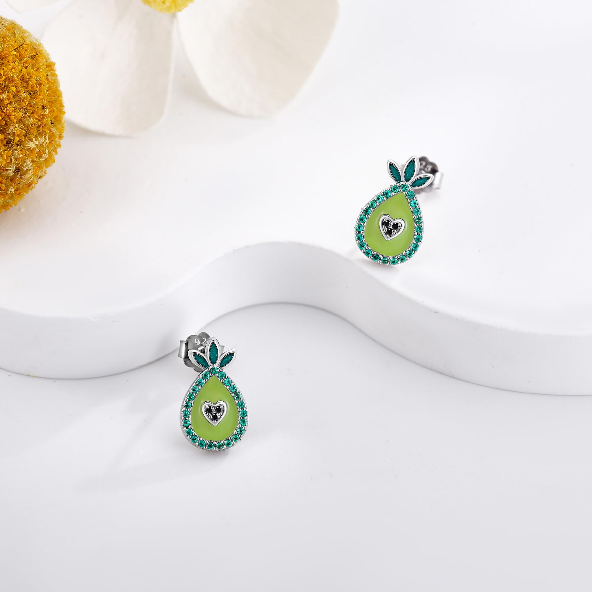 DAYLINLOVE Avocado/Kirsche/Donut/Lilien aus dem Tal/Musiknote/Anatomisches Herz Ohrringe 925 Sterling Silber Süßer Schmuck für Frauen Freund Geburtstags Geschenke