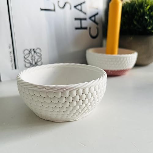 Miniatura 6 de Tazón de almacenamiento de textura tejida, molde de silicona, maceta de concreto y maceta suculenta, jarrón, bandeja de plato, molde de resina epoxi