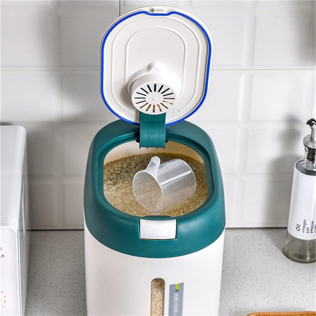 Household Rice Bucket Kitchen Grain Flour Storage BoPB9rrer pet Food Storage Box (Blue 30.8 * 19.5 * 18cm) (Blue 30.8 * 19.5 * 18cm)