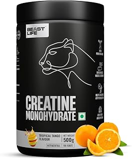 BEASTLIFE Super Micronized Creatine Monohydrate Powder 500g | 135 Servings Tropical Tango Flavor | NABL Lab Tested | Premi... Price In India