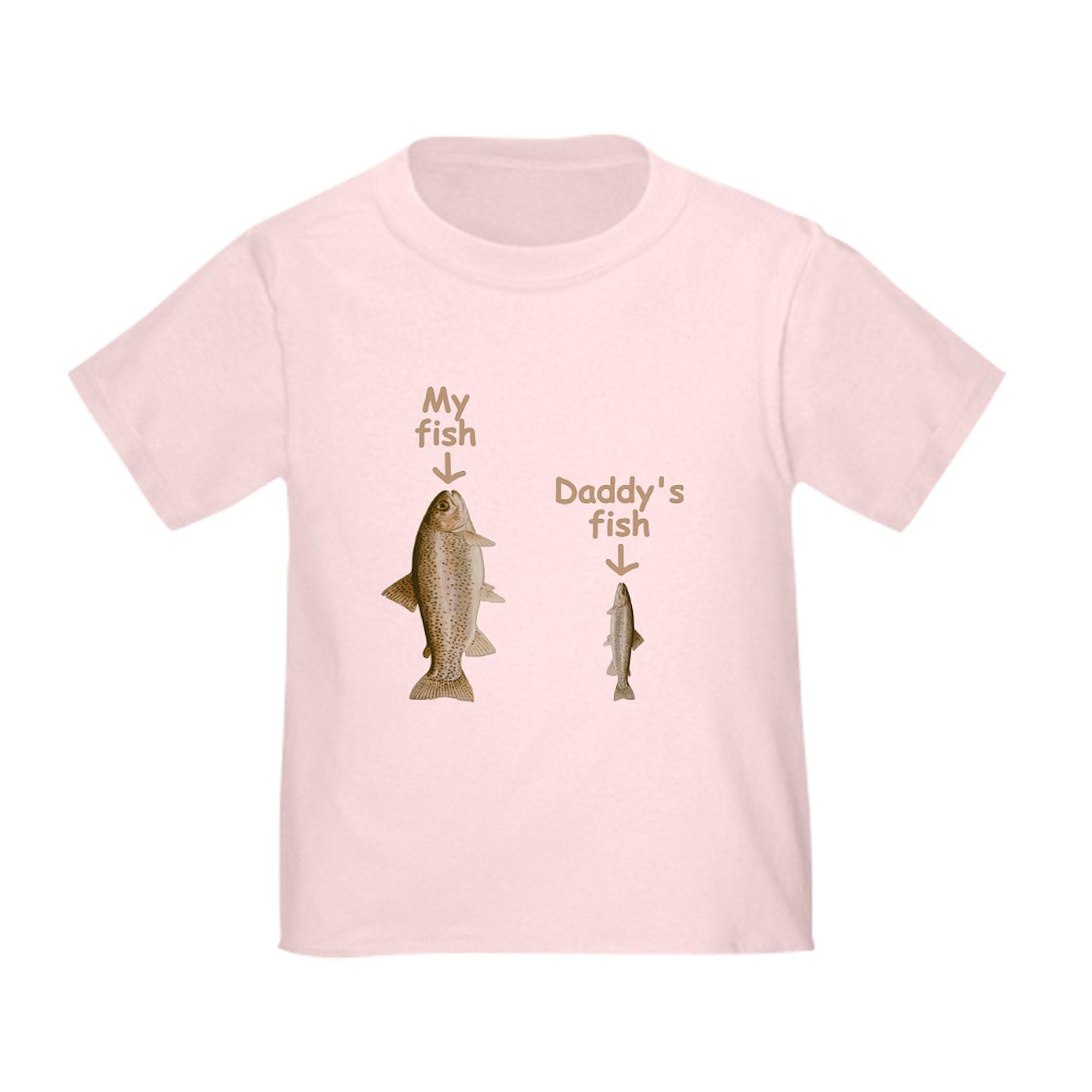 CafePress My Fish, Daddys Fish Toddler T Shirt Toddler Graphic Tee, 100% Cotton Pink