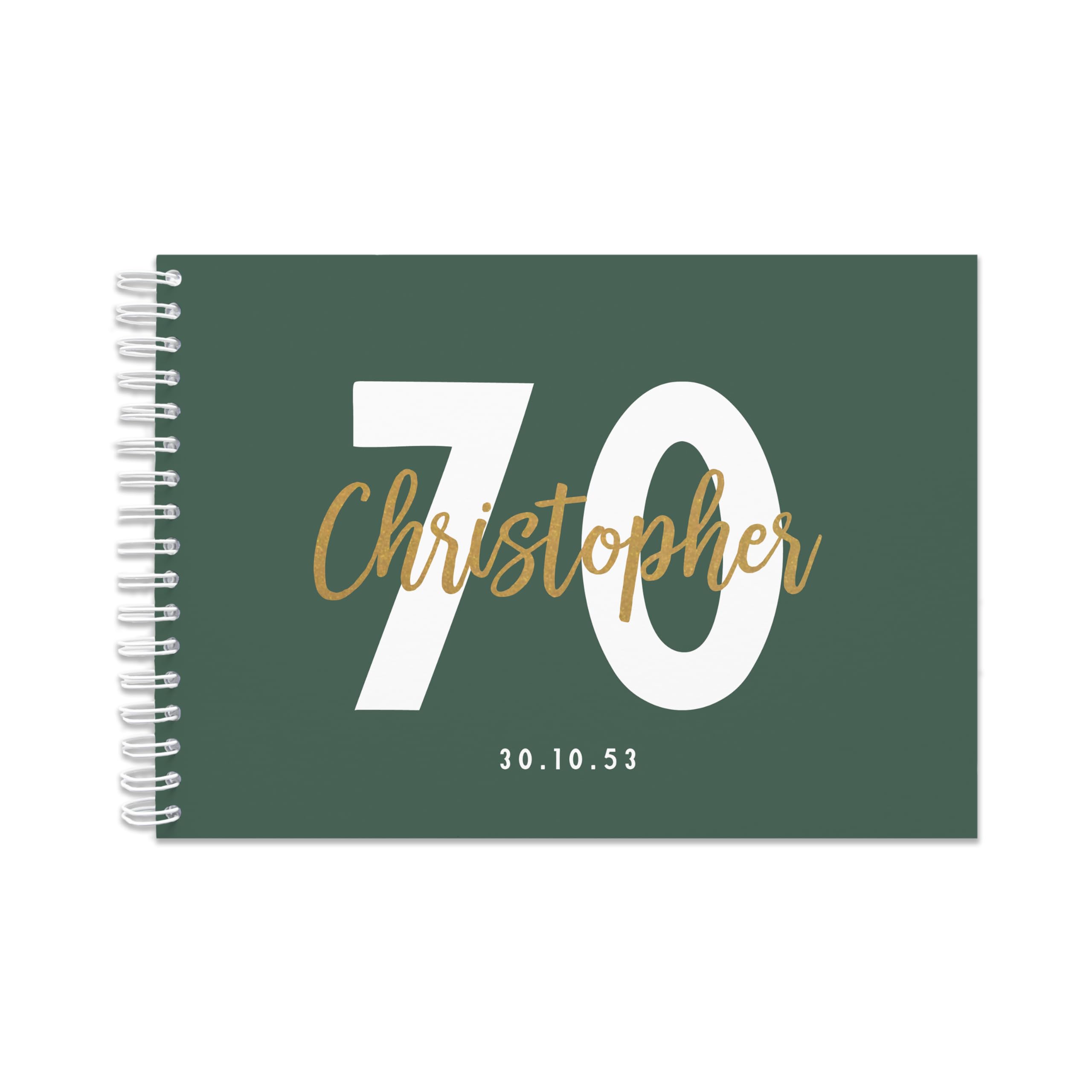 Personalised birthday guestbook | signing birthday guest book scrapbook notebook memories | 30th 40th 50th 60th 70th 80th 90th birthday sign in birthday party decor (A5 Hardback Green) — image 1
