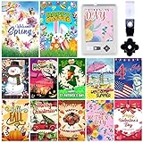 Insnug Garden Flag for Home Decor - Outdoor Yard Indoor Deco Welcome Summer July 4th Banner Cool Flags Perfect for Happy New Year Valentine Easter Winter Spring Gifts with Small Storage Bag Set of 12