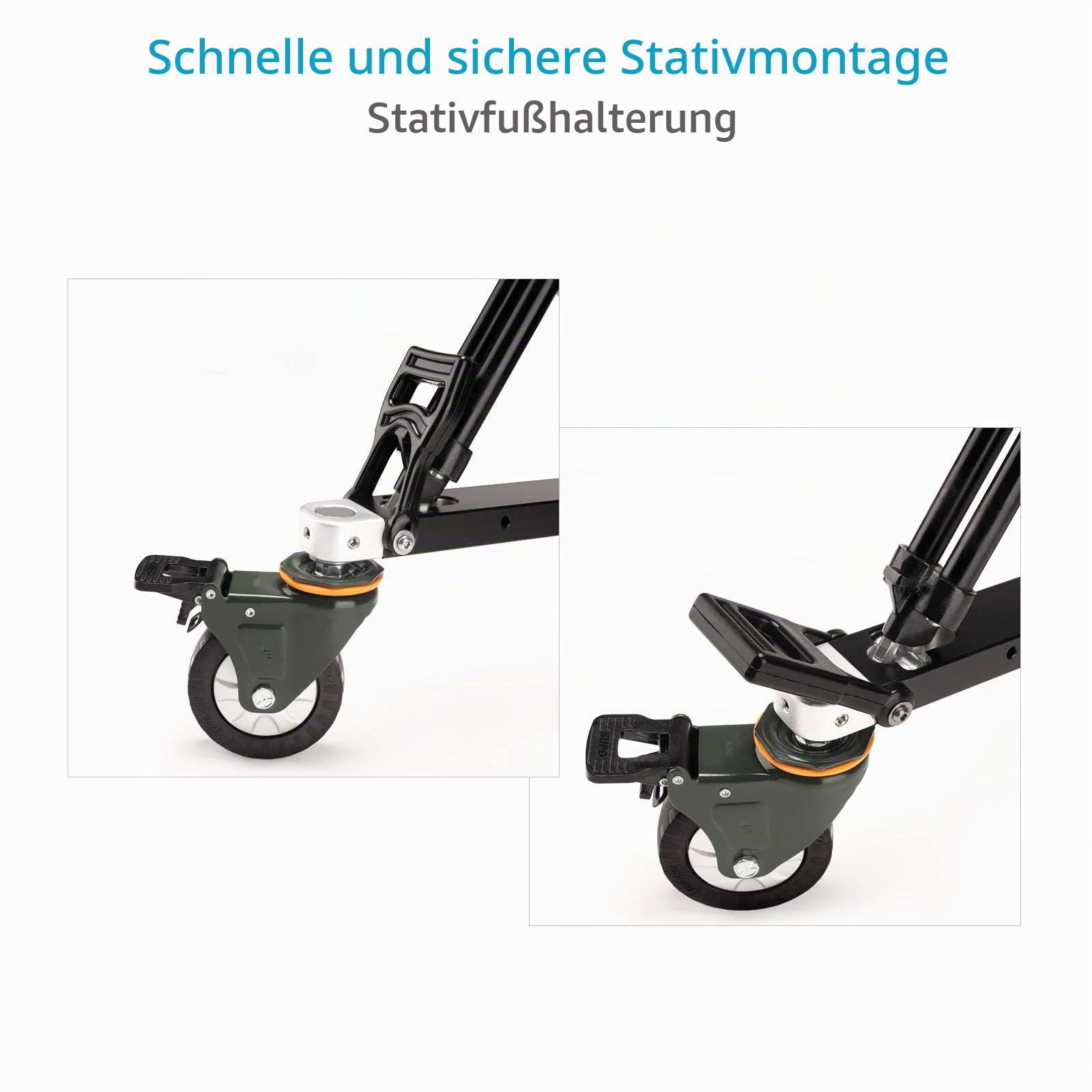 PROAIM Lineo Tragbarer Videokamera-Boden-Dolly - Robuster professioneller Studio-Dolly für Stative mit doppelten Spikes - Unterstützt eine Nutzlast von 500 kg / 1100 lb (P-PRT-D)