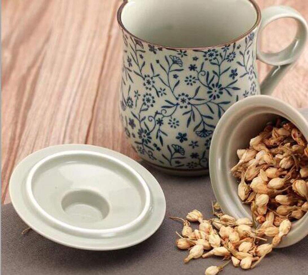 Maya Star Tea Cup with Lid and Ceramic Water Filter, Ceramic Filtered Tea Separation Cup, Office Cup Drinking Tea Cup #022