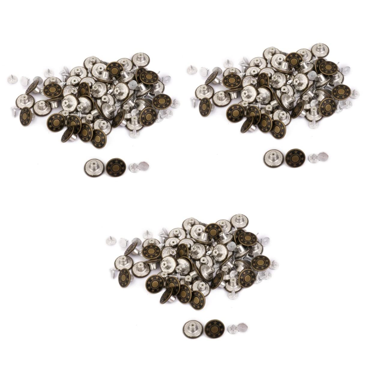 TEHAUX 3 Set Di Bottoni Per Jeans Con Motivo A Stella Da 17 Mm in Ottone Verde Da 17 Mm Semplici Alla Moda Installazione Rapida 50 Pezzi*3