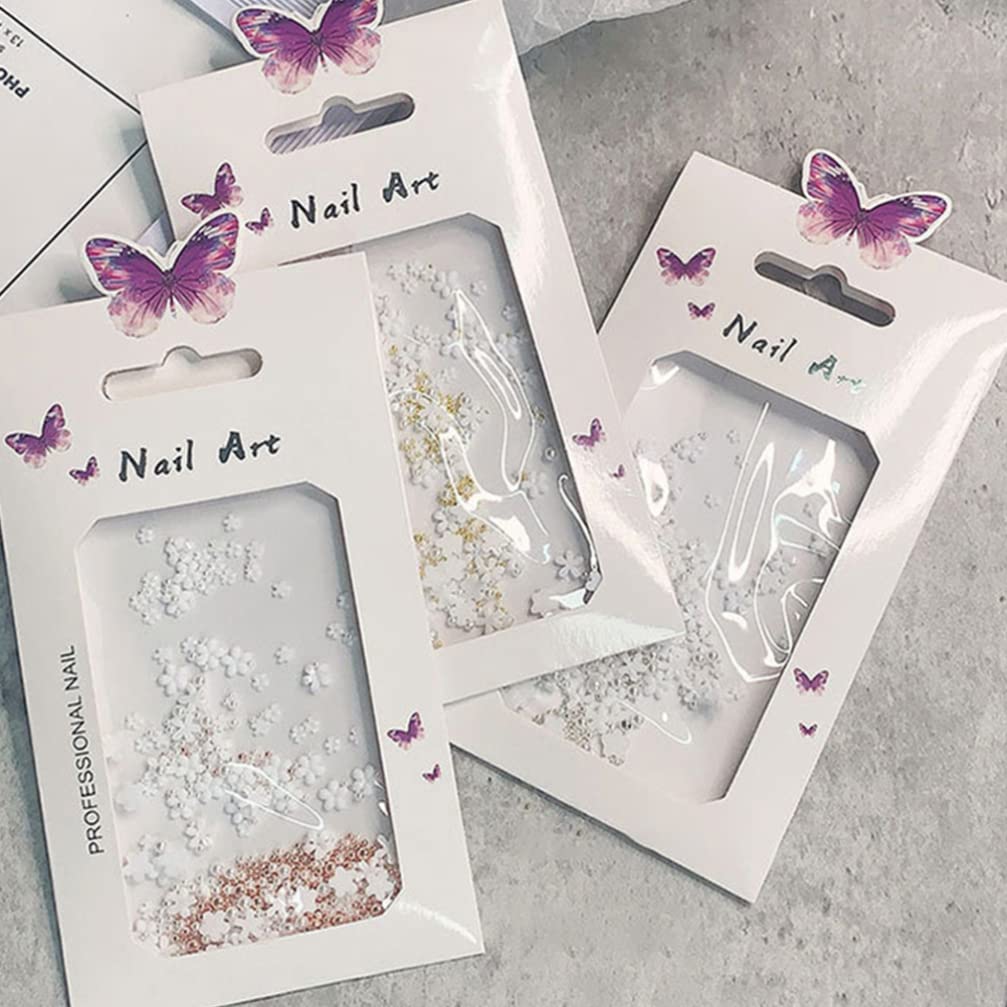 3D Blumen Nagel Glitter Set – 3 Boxen Mit Harz-Blumen, Perlen & Studs Für DIY Nail Art & Maniküre