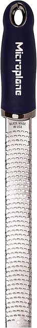 Microplane Zester Grater in Night Blue for Citrus Fruits, Hard Cheese, Ginger, Chocolate and Nutmeg with Fine Stainless Steel Blade - Made in USA