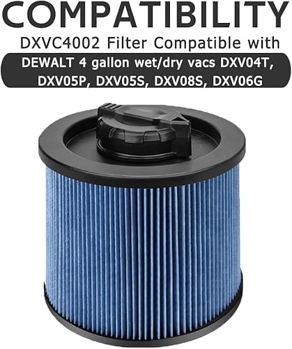 Miniatura 10 de Paquete de 2 filtros de repuesto DXVC4001 para filtro de cartucho de aspiradora DEWALT de 4 a 5 galones, lavables y reutilizables