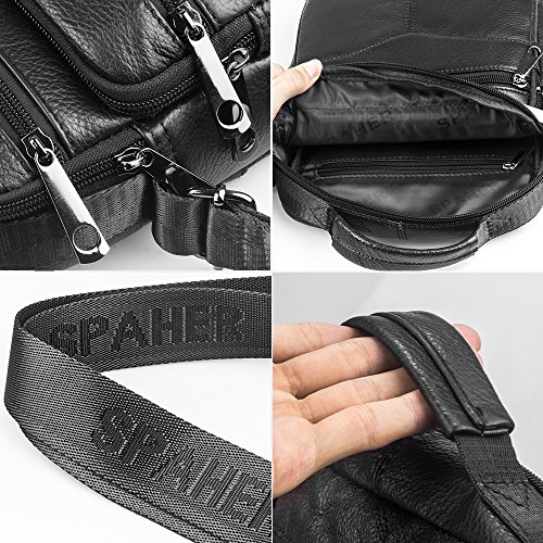 SPAHER Grote Heren Lederen Handtas Schoudertas IPAD Zakelijke tas Cross Body Casual Sling Organizer Reistas met verstelbare schouderriem - Image 7