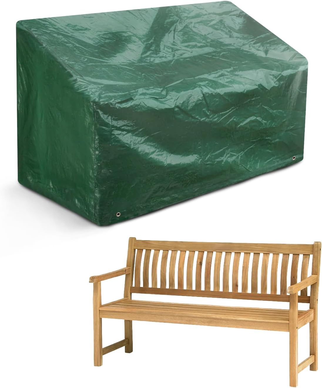 Garden Furniture Cover – Patio Bench Waterproof Cover for Outdoor Storage of Rattan Set – Heavy Duty Laminated Polyethylene Fabric, Windproof, Anti-UV to Protect Wooden Seat Sofa 89 × 162 × 66cm