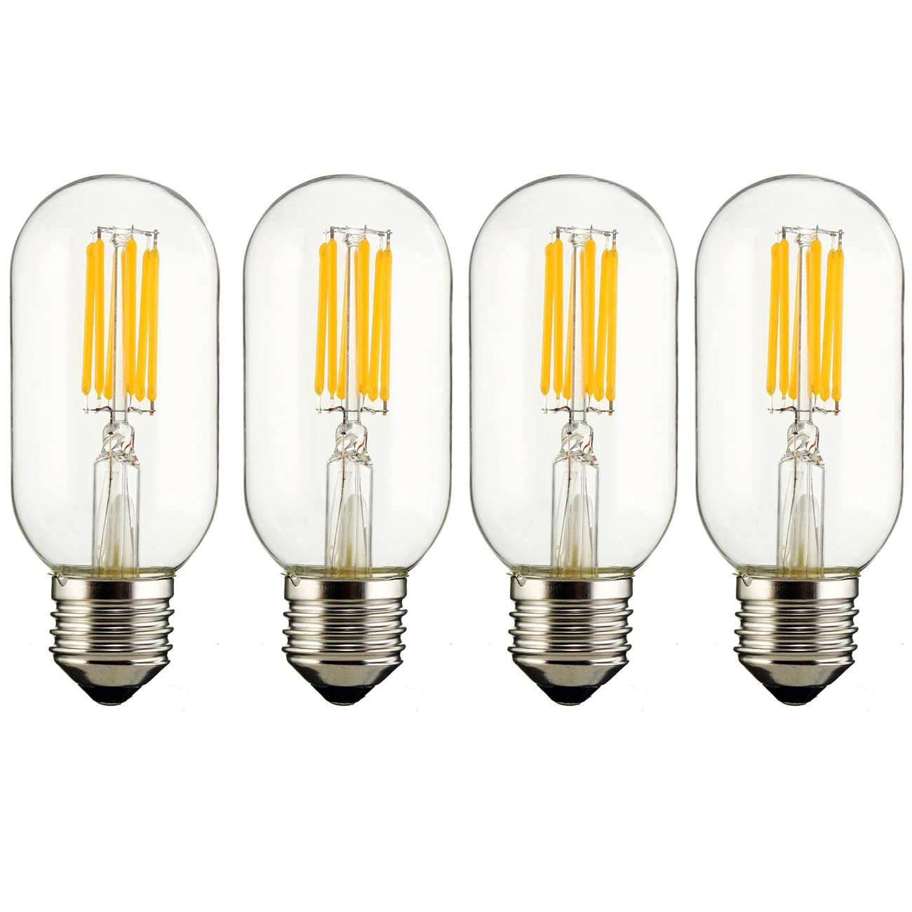 Aiwerttes E27 Screw Bulb 6W LED Vintage Edison Filament Light Bulb, T45 Warm White 2700K, LED Light Clear Glass Cover AC 220-240V Non-dimmable, 4 Pack — image 1