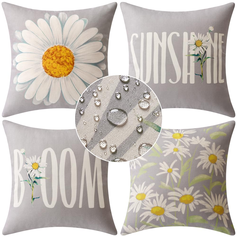 MIULEE Lot de 4 Imperméables Housses d'oreillers Décoratives Housse de Coussin pour l'extérieur Imprimées pour Le Canapé Le Balcon Le Patio ou Le Salon