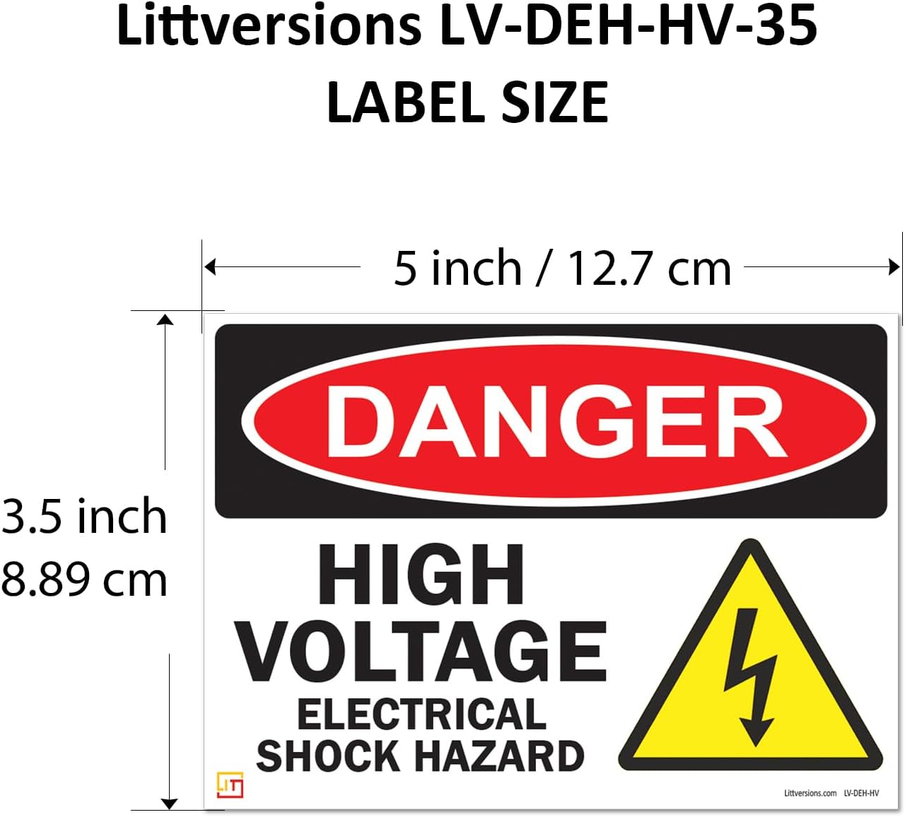 6 Pack Danger High Voltage, Electrical Shock Hazard OSHA WARNING Label Sign Decal 6 mil Laminated Engineer Grade UV Protected Red Black White ANSI NFPA Weather Resistant Indoor Outdoor 131702 (Laminated Vinyl, 3.5" x 5")
