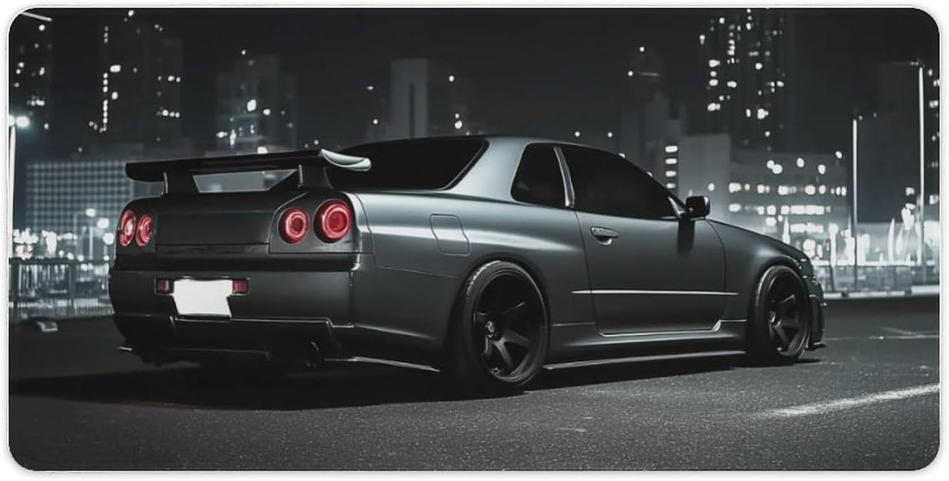 JDM Car R34 Cool City Night Scene Mouse Pad Desk Pad Desk Mat for Keyboard Computer Pad Office Supplies for Desk 30x60cm - Image 9