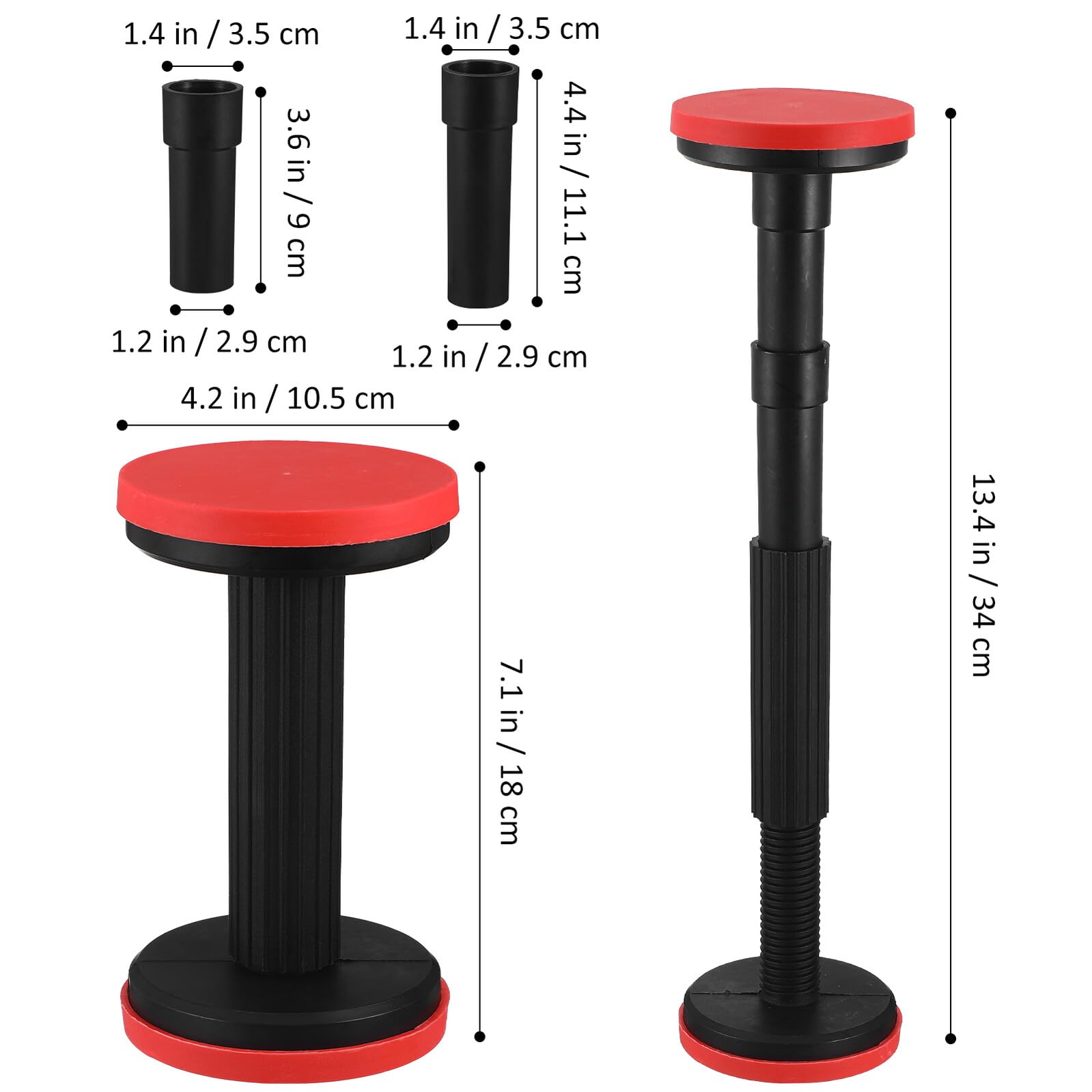 2 Stück Verstellbare Möbelbeine mit 18-44cm Bereich, Schwarz