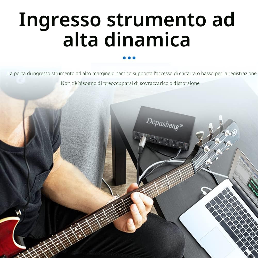 Depusheng RX2 USB interfaccia audio computer registrazione scheda mixer audio, per home studio, può collegare un microfono a condensatore 48V, registrazione chitarra