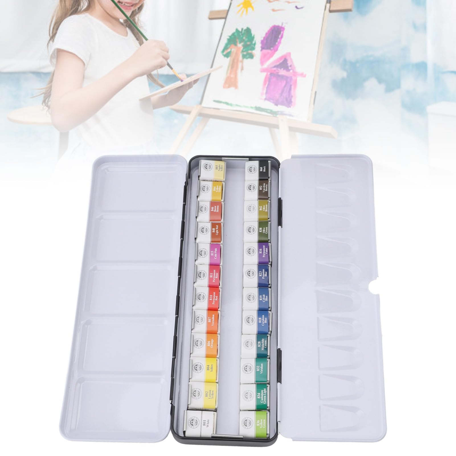 CDQL Aquarellfarben-Set, 24 Farben, Hochwertiges, Festes Aquarell in Blechdose, Paletten-Set, Kunstpigment-Set, 24 Lebendige Farben (24 Farben)