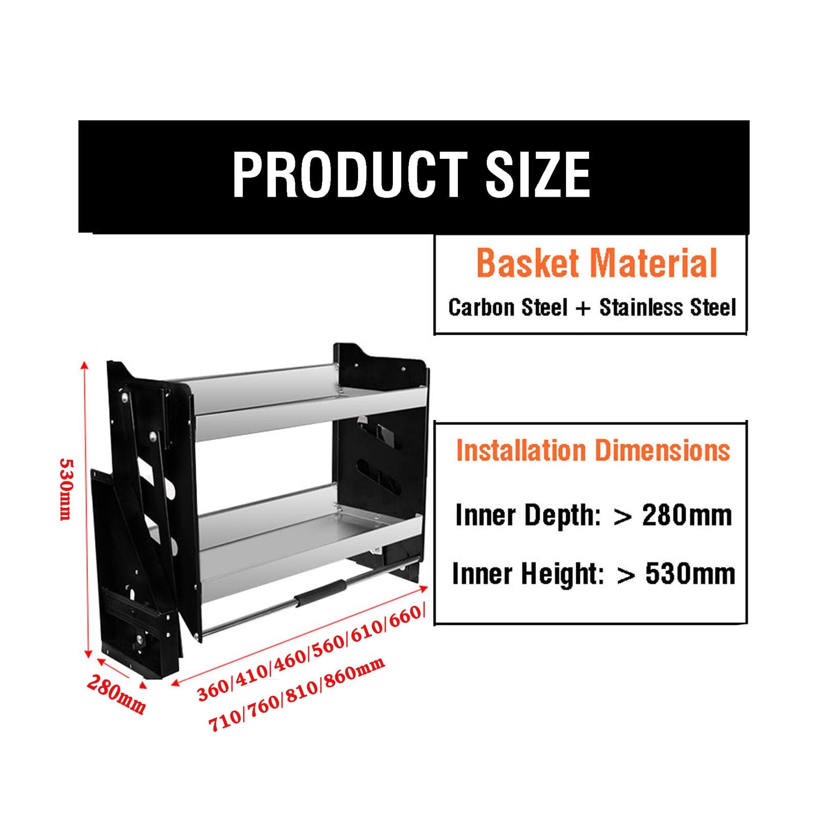 XLTFUC Stainless Steel 2 Tier Pull Down Shelves Cabinet Organizer Blind Pull Out Cutlery And Spice Rack System For Kitchen Appliance Lift Upper Cabinets(81x28x53cm)