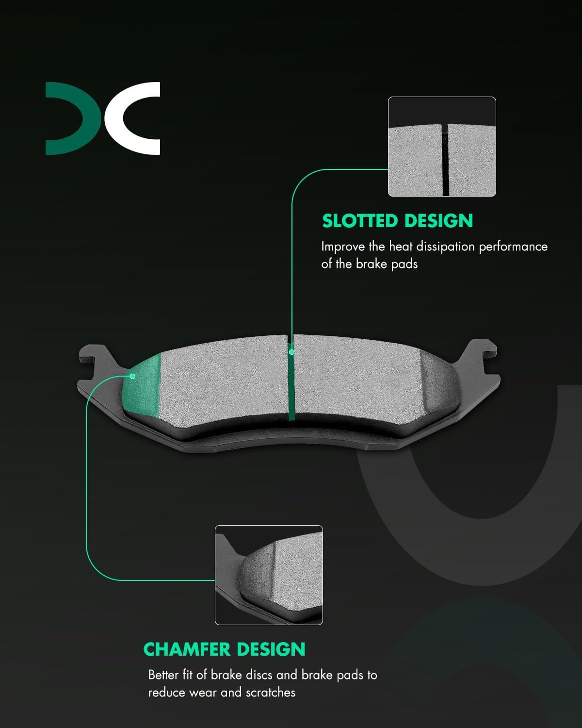 SCITOO D1084 D967 Front Ceramic Rear Semi-Metal Brake Pad Sets Fit For Chrysler Aspen 07-09,For Dodge Dakota 2010,For Dodge For Durango 2007-2009,For Dodge Ram 1500 2006-2010,For Ram 1500 2011-2018