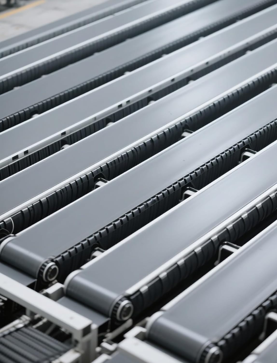 Graues industrielles Förderband aus PVC, geeignet for Produktionslinien in Verpackungsfabriken(60x200cm)