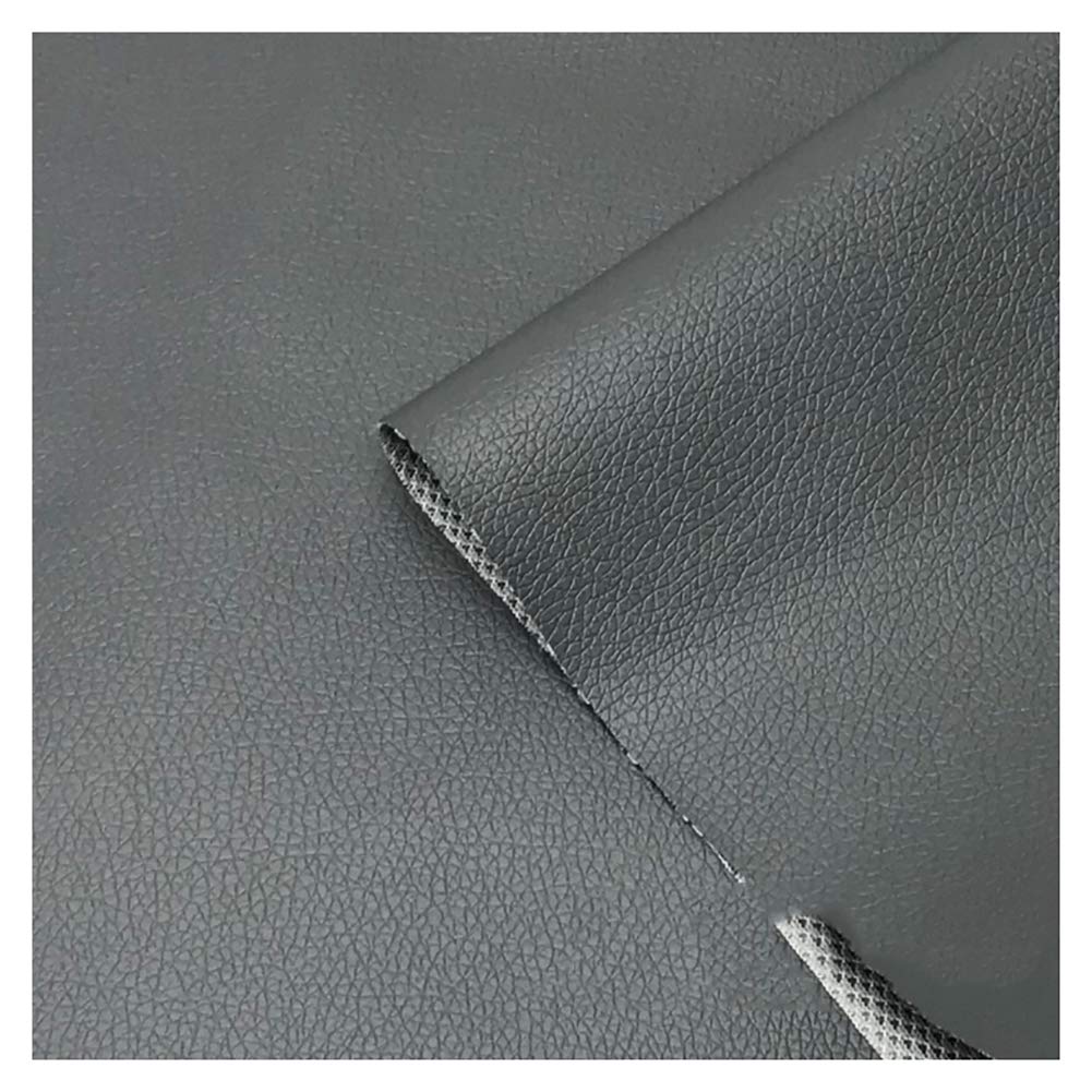 Tissu en cuir faux anti-tache gris 160cm pour réparations et couture faciles
