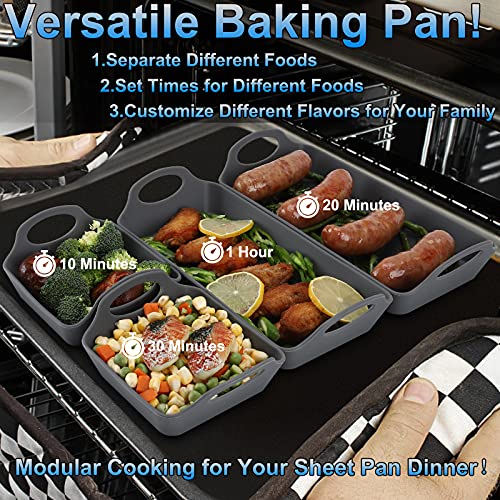 Pinzovemo Silicone Baking Sheet Pan Dividers,Sturdy Heatproof Handles Nonstick Tray,Cooking Reimagined,Reusable Bakeware Set For Meal Prep,Easy To Clean,Air Fryer,Oven Safe #TOP1