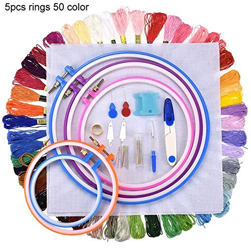 LLZJ Embroidery Circles Set Embroidery Thread 50 100 Colors Sewing Tool Adjustable Skein