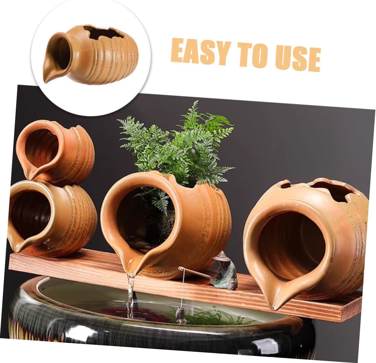 Ceramic Jar Fountain for Indoor and Outdoor Decorative Water Features Eco-Friendly Hydroponic Planter Pot for Garden and Balcony Landscaping
