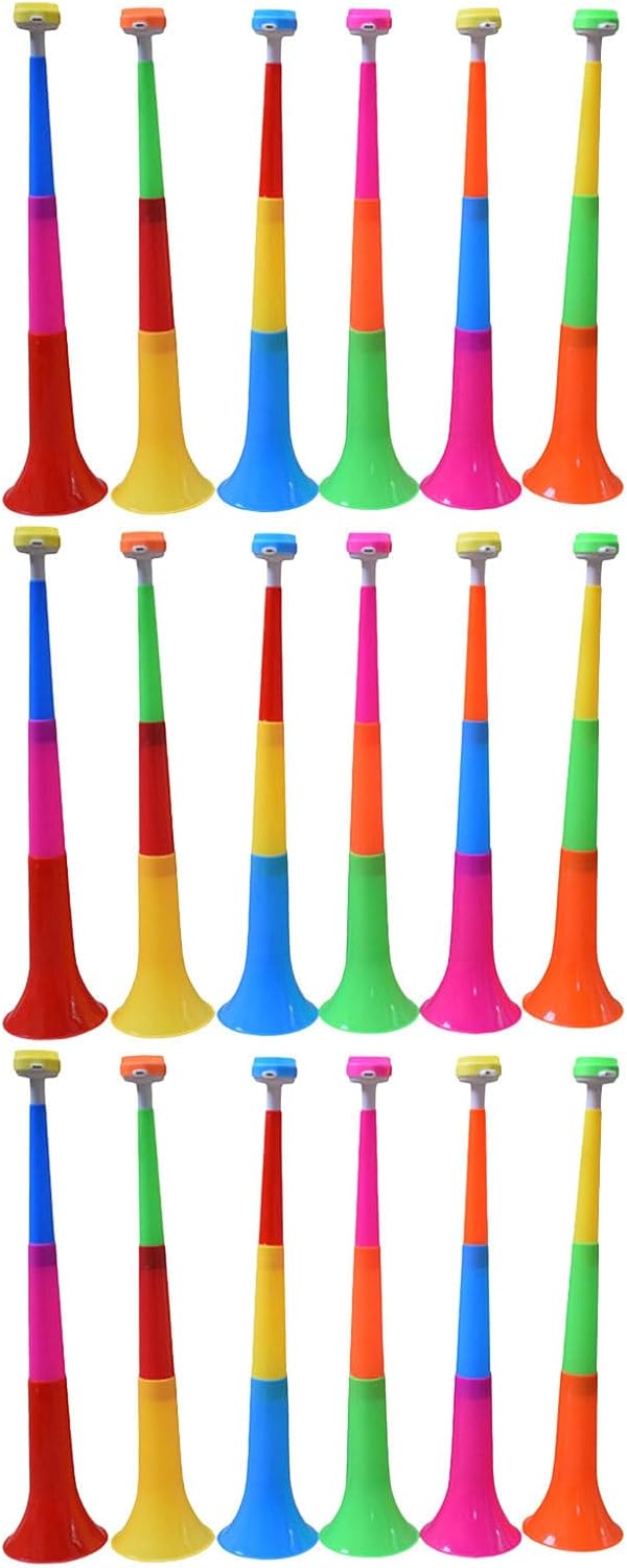 18pcs Cheering Stadium Horn Noisemaker - Collapsible Plastic Trumpet - Loud Sound Soccer Cheer Horn for Sporting Events Graduation Games