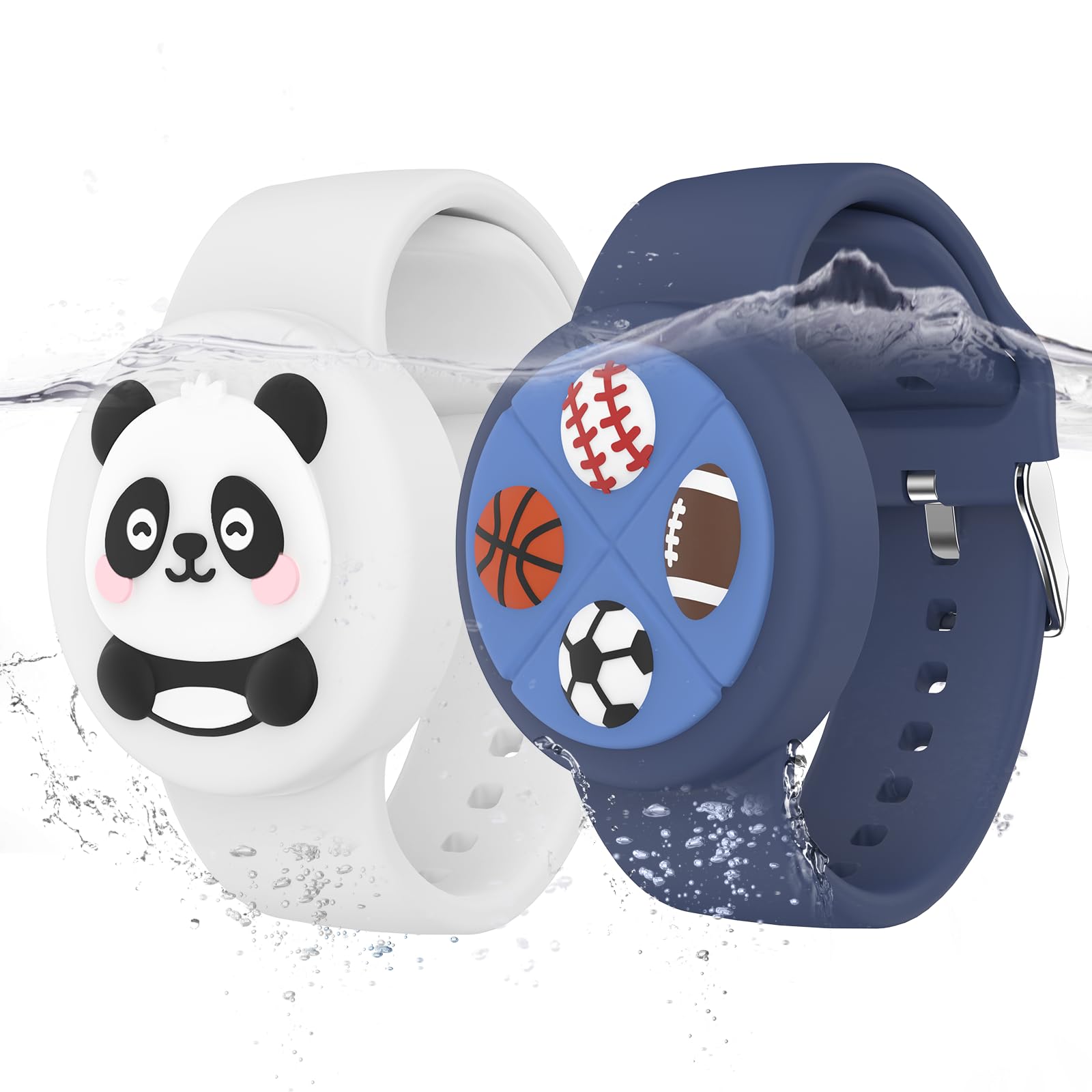 Waterproof AirTag Bracelets for Kids, Hidden Silicone Wristbands, 2 Pack