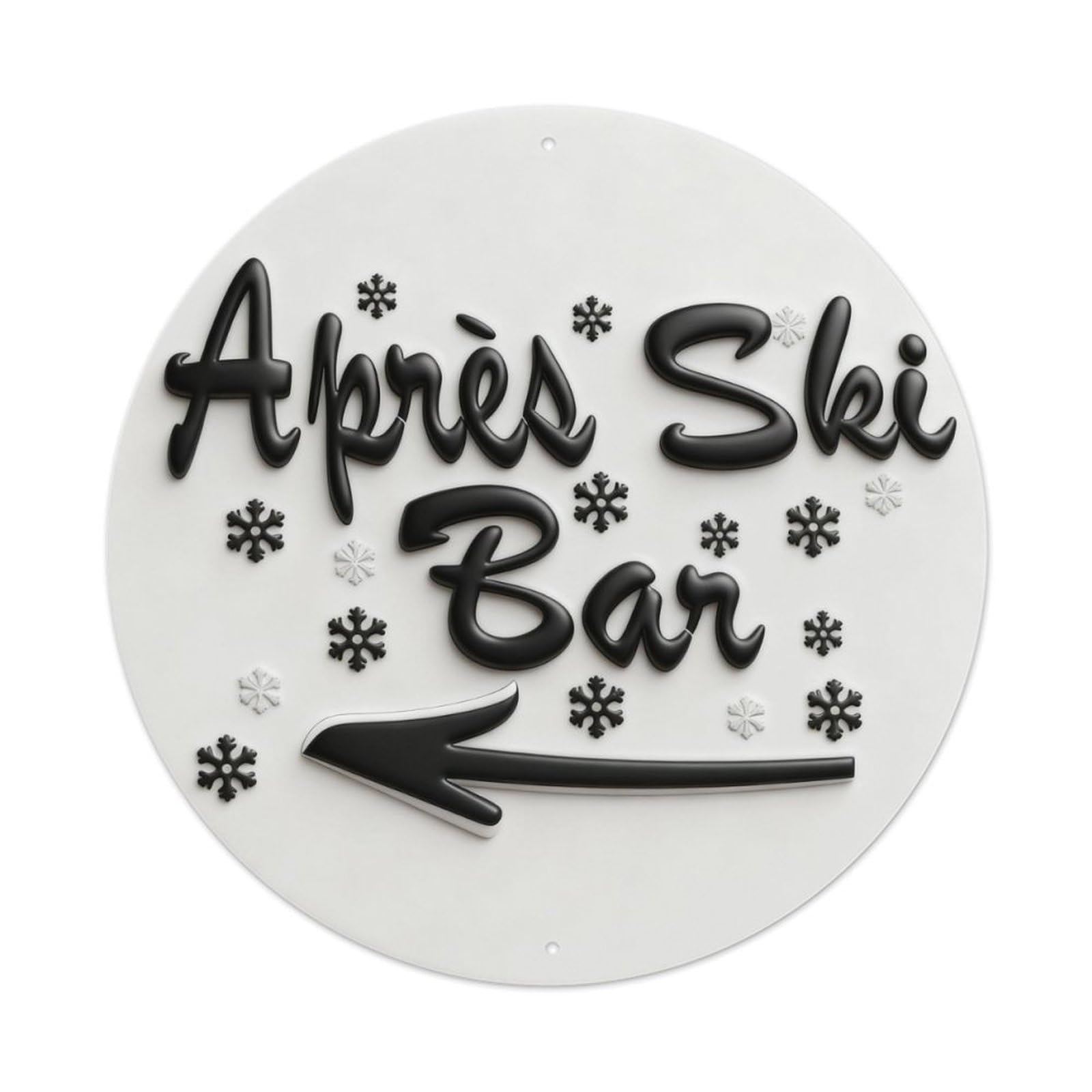Apres Ski Bar Arrow Snowflakes Pattern Print Metal Tin Sign Plaque