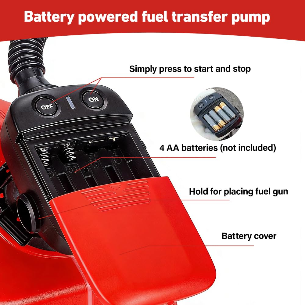 Pompa di Trasferimento del Carburante, Pompa Elettrica di Trasferimento del Carburante con Tubo Lungo e Adattatore di 3 Dimensioni,Pompa Liquida Portatile per Benzina, Diesel, Cherosene, Acqua