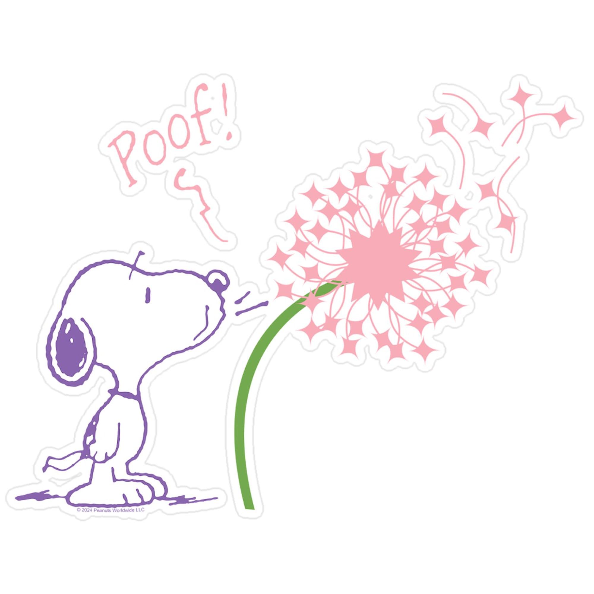 CafePress Snoopy Dandelion Large Die Cut Sticker, 8.75" x 8.75" Matte Finish