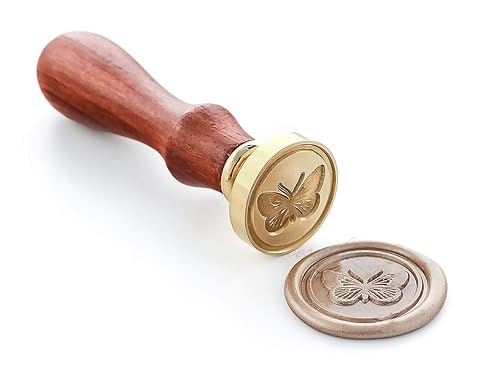 Sello de sellado de cera, bonito sello de mariposa con mango de palisandro, decoración en invitación, sellador de sobres de correo de cartas,
