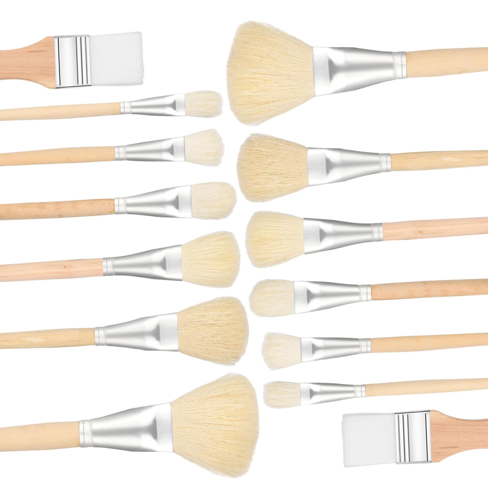 14 PCS Painting Brush, Oil Paint Brushes Set, Wooden Handle Goat Hair Blending Brushes Assorted Size Artist Paint Brush for Acrylic Watercolor Oil Painting Face Body Art