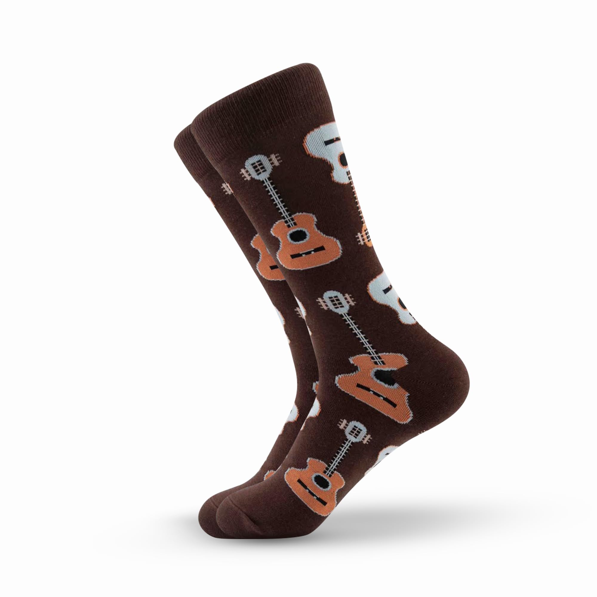 Funky Socks for Men & Women | Guitar Print | Unisex & Free Size (UK 7-12) | Pure Cotton | Full Length Below Calf | Cushioning-Soft & Breathable | 200-Needle Fine Luxury Socks-image-19